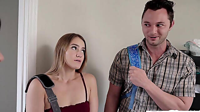 Curious Sex Craving Stepsister Kenzie Madison Begs Stepbro To Watch Him Cum A Li...