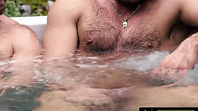 HETEROFLEXIBLE - Sir Peter & Only Matt Horny From Hot Tub Jets On Their Asses Start Jerking Off