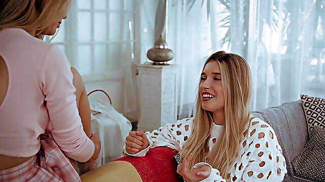 Gorgeous Lesbian Couple Freya Mayer and Kelly Collins having Spontaneous Sex