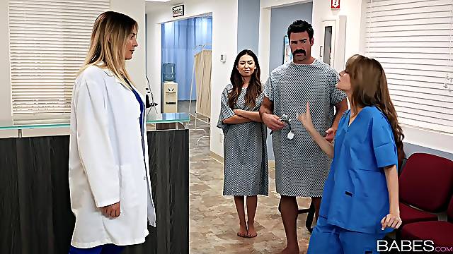 Nurse Kimmy Granger rides a hard cock in the doctors office