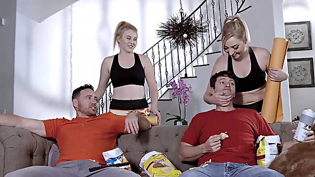 Blondes rule in this steamy sports-themed threesome