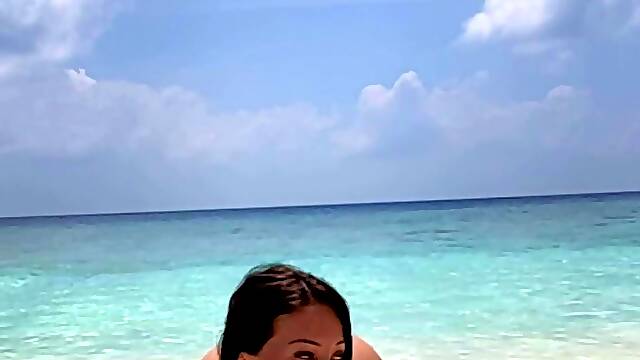 Sexy brunette teen outdoor masturbation