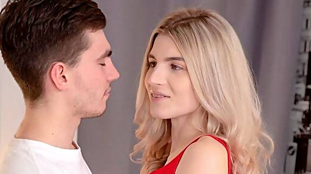Bitchy blonde angel Monroe Fox fucked by a huge dick on the sofa