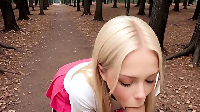 Horny AI GF bent in the forest rough fucked by stranger