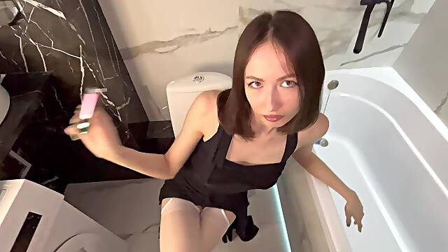 Russian slut followed me to the restroom during a party and sucked me off