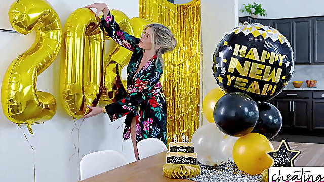 Celebrating a new year with the blonde and lusty cougar Cory Chase