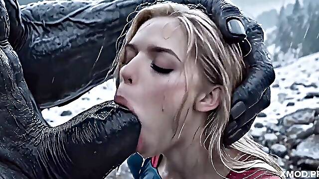 Horny Long-Haired Superwoman Takes Rough Anal Pounding