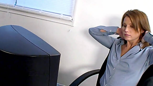 Masturbation in the office from cougar Sky Rodgers