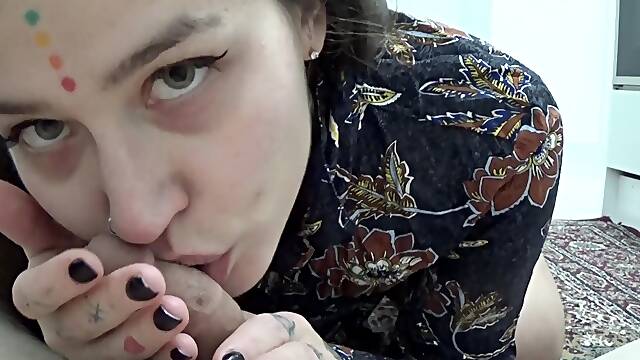 Cute tattooed Turkish step-sis POV fuck