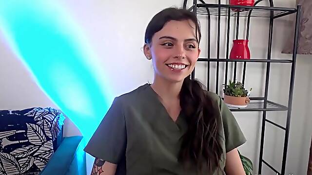 Naughy Nurse Angel Gives Free Cock Inspection