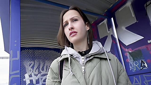 Public Agent Train Station smoker gets her tits out