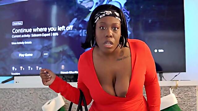 Ebony Bbw Stepson Is Adopted So She Strokes And Fucks His Bbc60fps - Big Tits