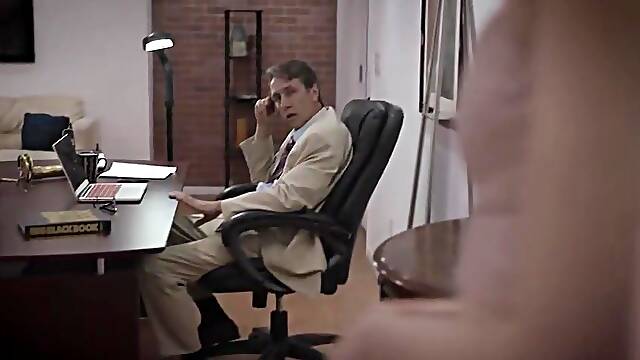 Steve Holmes, Chad Alva And Elena Koshka In Bangs At The Office