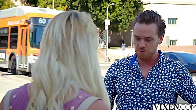 Flirty blonde babe seduced a celebrity she has always admired, and had sex with him