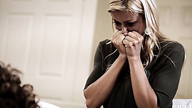 Hot blonde woman is often cheating on her husband, just because she is always very horny