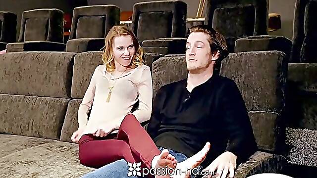 Slender, Russian babe, Catarina Petrov got fucked in the cinema until she started moaning loudly