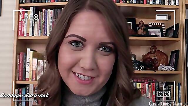 Kinky teen brunette, Chrissy likes to be gagged, blindfolded and tied up, because it excites her