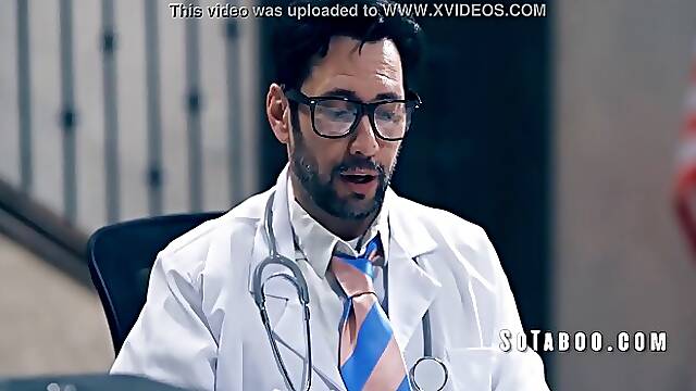 Great looking brunette spreads her legs wide open for her gynecologist and ends up getting fucked