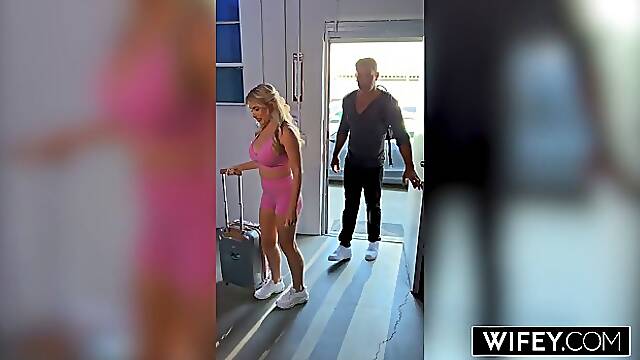 Busty blonde bride Danielle Renae gets stretched out in five BBC gangbang while hubby watches