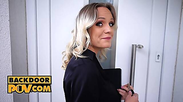 Hot blonde estate agent Nina Heels lures you in with her massive juggs (POV)