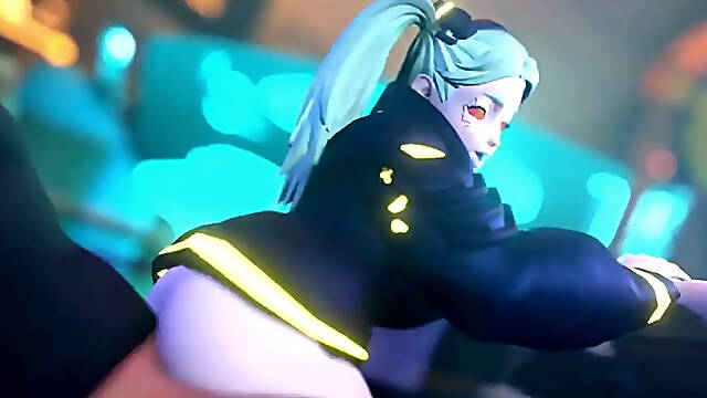 Cyber Punk Babe gets double anal fucked