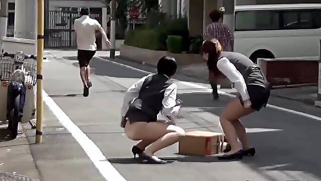 Unassuming Japanese women in uniform get groped in public
