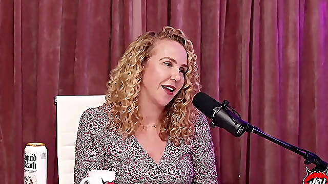 Blonde bombshell Serene Siren with big boobs talks crowdfunded boob jobs and nude wrestling