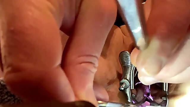 Shaved and ready for gyno play with sound and speculum