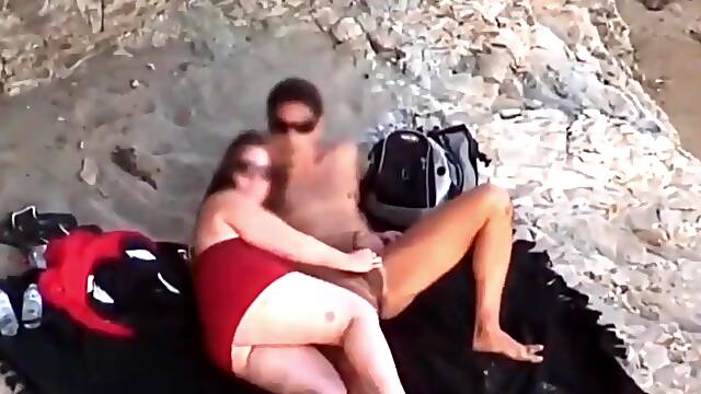 Chubby Niece devours cock on the beach