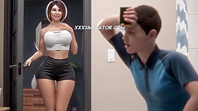 Stepson’s Big Cock Fills Mom’s Ass With Creampie In The Shower in Front of Husband