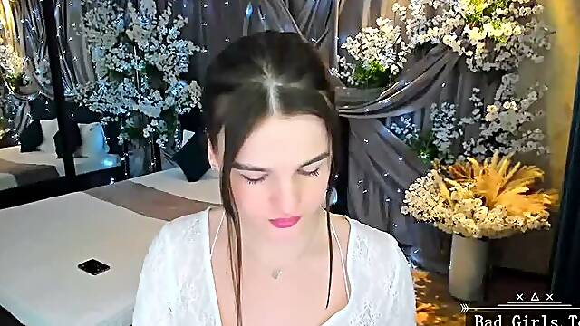 Super slim small tits but booty ass sweety brunette teen