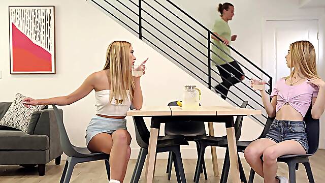 Big-dicked stud pleases Khloe and Molly in a wild FFM threesome