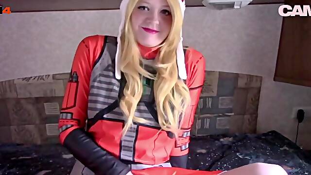 Watch this teen anime cosplay cutie touch herself