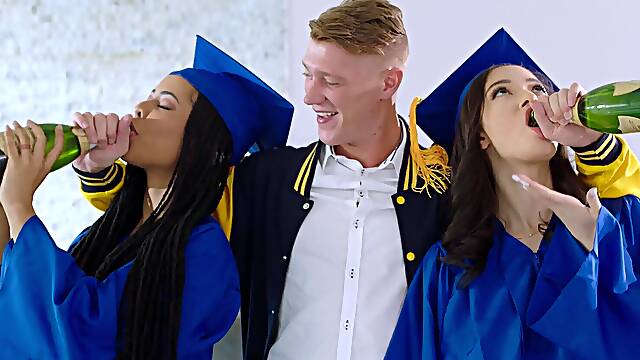 Kira and Scarlett pleasure Oliver in a steamy threesome