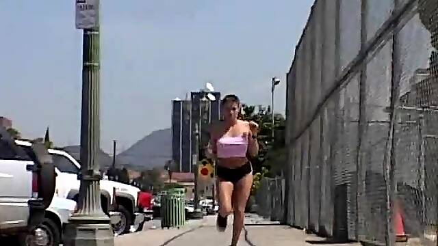 Hotting Jogging Chick Gets A Gangbang