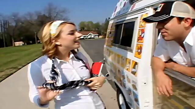 Big cock ice cream man and a shaved pussy teen have great sex