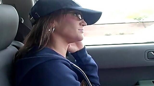 Amazing Spring Thomas having her pussy fucked in a car with a coal rod