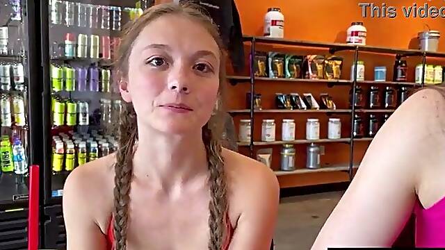 Tall angel makes out with short one