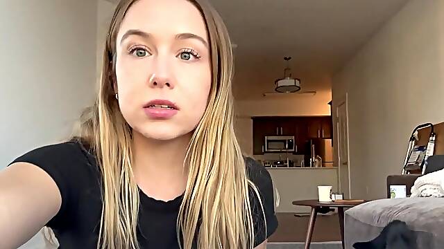 Cute angel floods her apartment with her squirt