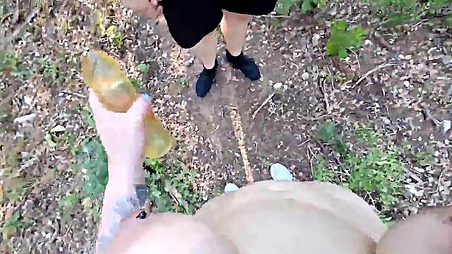 Latin babe undressed outdoors bangs stranger with dick sleeve forest