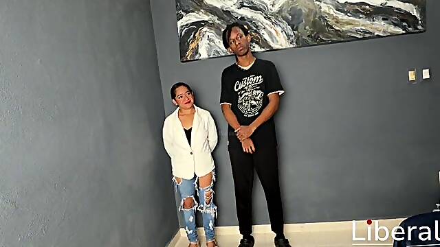 Small cutie and her 1st experience with a ebony wang