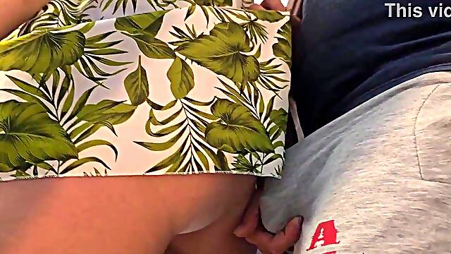 Forbidden Public Touch: Stranger Gropes Her Taut Booty and Fills Her Pants with Cum on Public Bus