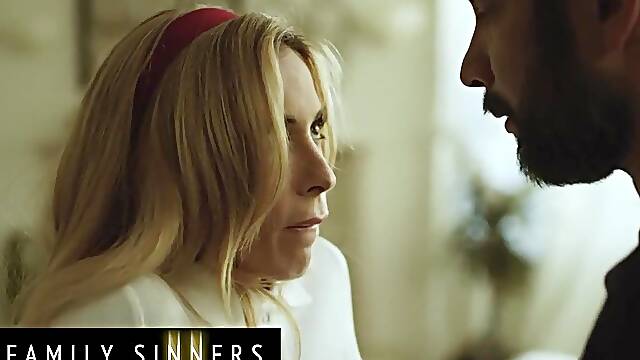 FAMILY SINNERS - Seductive Blond Stepsister Surrenders To Her Stepbrother’s Unfathomable Blowjob Fun