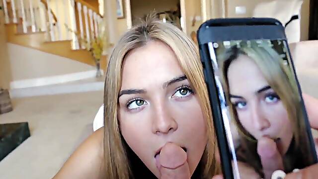 Amateur cuties Ike and Blair indulge in a steamy POV BJ session