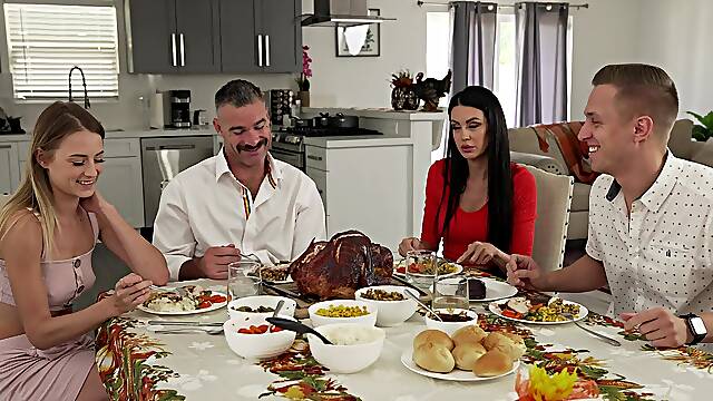 Charles Dera & Alex Mack plow Kyler Quinn and Jamie Michelle in a steamy Christmas threesome