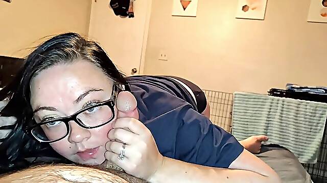 Came on my pretty face with glasses