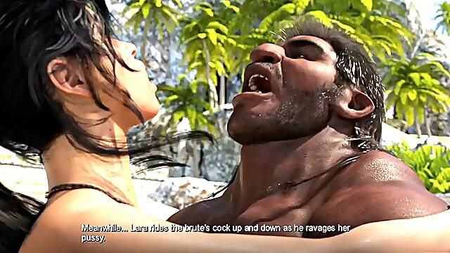 Lora Croft plowed by thick prick Monsters on enchanted island