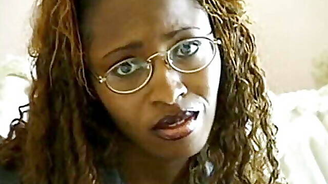 Ebony babe filled with white cock in ass