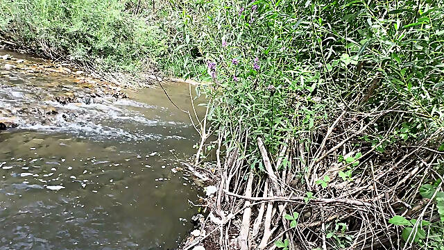 Wet Outdoor River Sex: POV Doggy, Cowgirl &amp; Messy Belly Cumshot - Real Amateur Couple