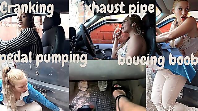 Cranking, Pedal Pumping, Boob Bouncing Exhaust Pipe Compilation